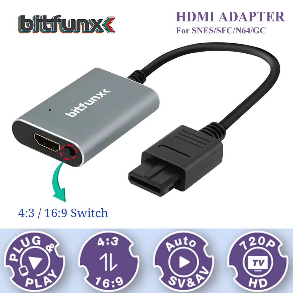 Gaming Console All In One - Bitfunx 720P Adattatore Svideo/AV a HDMI,